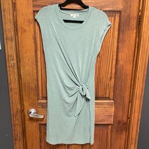 Sundry Sage Green Midi Dress with Knot Detail